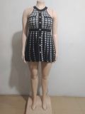 Women's Casual Dress Summer Fashion Street Houndstooth Halter Neck A-Line Dress