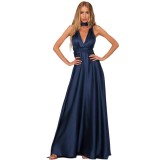 Women V Neck Solid Formal Party Evening Dress