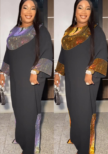 African Plus Size Women Beaded Party Dress