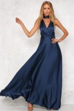 Women V Neck Solid Formal Party Evening Dress