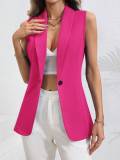 Women Fall Solid Round Neck Sleeveless Vest