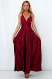 Women V Neck Solid Formal Party Evening Dress