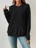 Women knitting ribbed kangaroo pocket hoodies