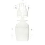 Women sexy Halter Neck wrap chest hollow patchwork lace-up dress