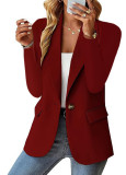 Women Autumn Long Sleeve Solid Cardigan Blazer Jacket