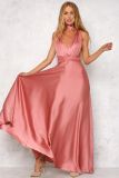 Women V Neck Solid Formal Party Evening Dress