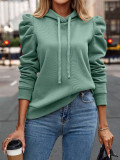 Women Turndown Collar Solid Long Sleeve Casual Hoodies