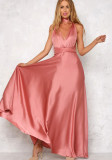 Women V Neck Solid Formal Party Evening Dress