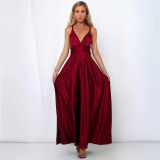 Women V Neck Solid Formal Party Evening Dress