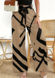 Women's lace-up wide-leg printed Casual pants