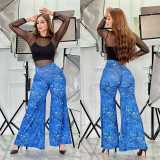 Fashionable women's printed loose wide-leg pants