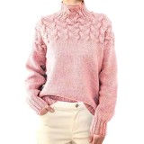 Autumn winter long-sleeved high-collar solid color knitting sweater women's pullover top