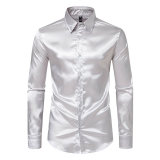 Autumn winter long-sleeved shirt men's satin nightclub long-sleeved blouse