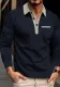 Autumn winter men's long-sleeved polo shirt Turndown Collar fashion color matching top