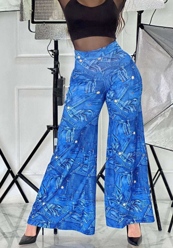 Fashionable women's printed loose wide-leg pants