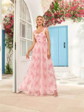 pleated strap floral formal party evening dress