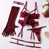 sexy erotic bow garter lingerie set