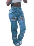 Women's Spring Summer Casual Ripped Denim trousers