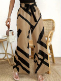 Women's lace-up wide-leg printed Casual pants