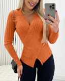 Women's cross V-neck slim knitting tops