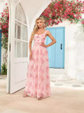 pleated strap floral formal party evening dress