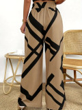 Women's lace-up wide-leg printed Casual pants