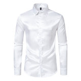 Autumn winter long-sleeved shirt men's satin nightclub long-sleeved blouse