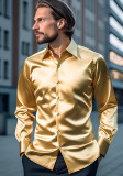 Autumn winter long-sleeved shirt men's satin nightclub long-sleeved blouse