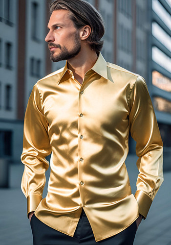 Autumn winter long-sleeved shirt men's satin nightclub long-sleeved blouse