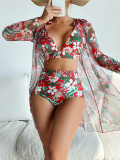 Women sexy printed bikini Swimwear Three-piece