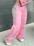 Women color-blocked straight wide-leg sweatpants