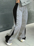 Women color-blocked straight wide-leg sweatpants