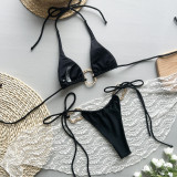 Women sexy bikini Solid lace SwimwearTwo Pieces