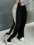 Women color-blocked straight wide-leg sweatpants