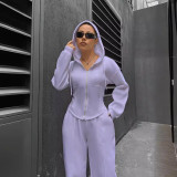 Women Casual hooded Top and Pants two-piece set