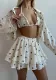 Women summer wide Heart Print three-piece