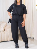 Women Casual Short Sleeve Top and Pants Two-piece Set