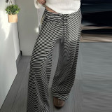 Women American Casual Striped Lace-up Pants