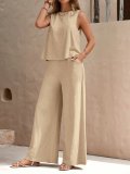 Women Casual Round Neck Top and Pants two-piece set