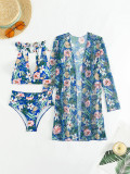 Women sexy printed bikini Swimwear Three-piece