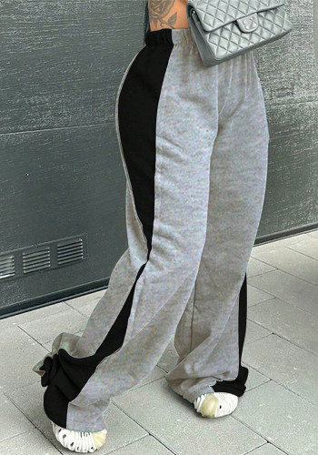 Women color-blocked straight wide-leg sweatpants