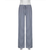 Women American Casual Striped Lace-up Pants