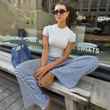 Women American Casual Striped Lace-up Pants