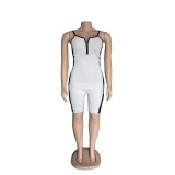 Women Sexy Sleeveless Contrast Ribbed Jumpsuit