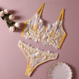 Women Solid lace Sexy Lingerie Set