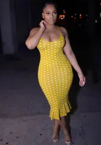 Plus Size Women printed suspender bodycon dress