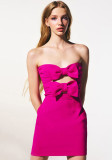 Women sexy Backless hollow bow dress