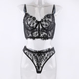 Women Solid lace Sexy Lingerie Set