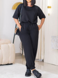 Women Casual Short Sleeve Top and Pants Two-piece Set