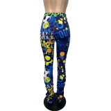 Women Casual printed pleated trousers